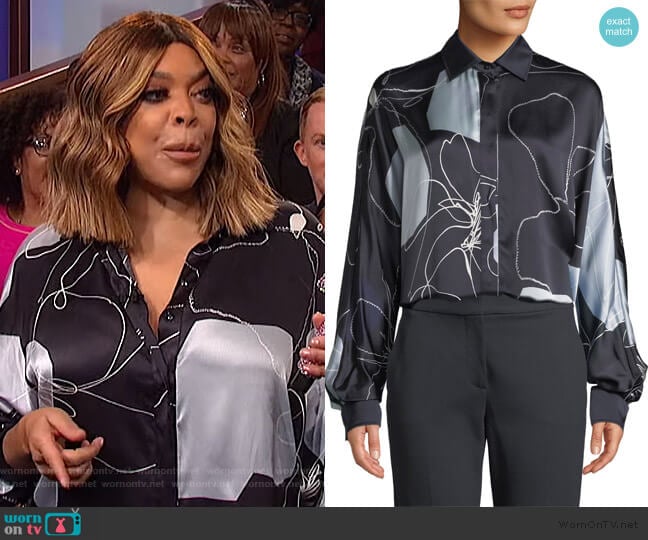 Max Mara Renna Silk Shirt worn by Wendy Williams on The Wendy Williams Show