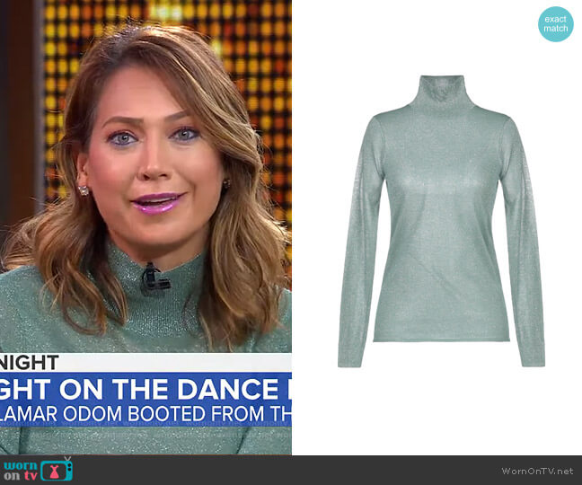Sandro Metallic Turtleneck Top worn by Ginger Zee on Good Morning America