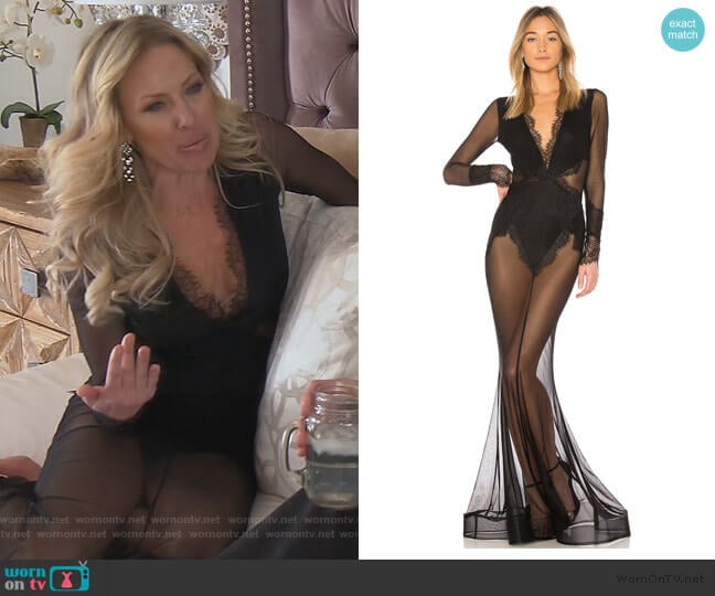 Michael Costello X Revolve Martin Gown worn by Braunwyn Windham-Burke on The Real Housewives of Orange County
