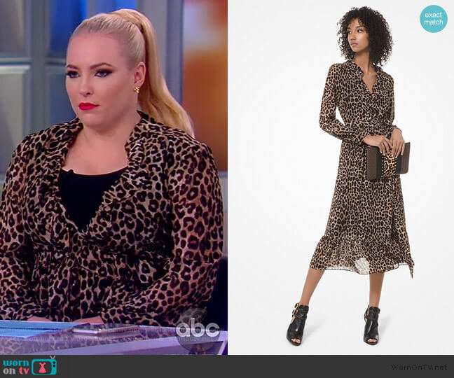 MICHAEL Michael Kors Leopard Georgette Wrap Dress worn by Meghan McCain on The View