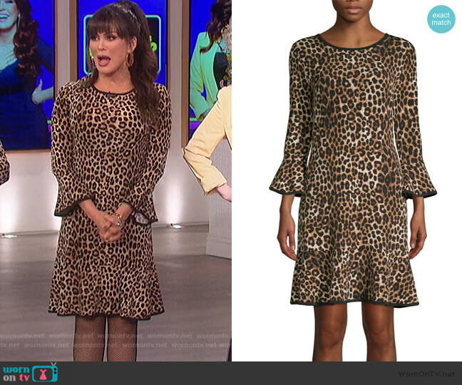 MICHAEL Michael Kors Animal Print Bell Sleeve Dress worn by Marie Osmond on The Talk