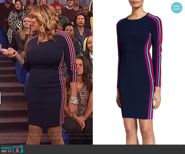 Milly Racer Stripe Long-Sleeve Fitted Dress worn by Wendy Williams on The Wendy Williams Show