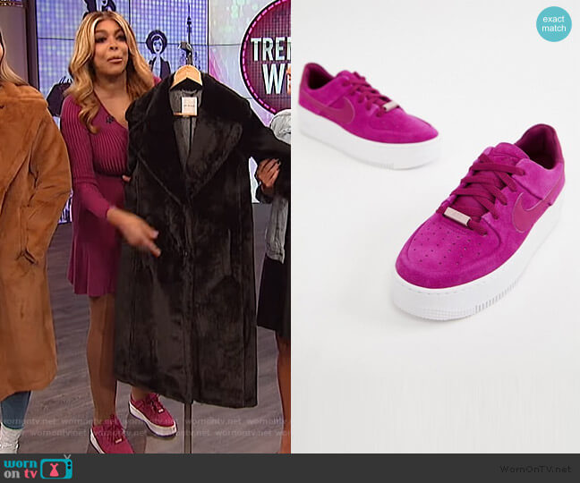 Nike Air Force 1 Sage Sneakers in Berry worn by Wendy Williams on The Wendy Williams Show