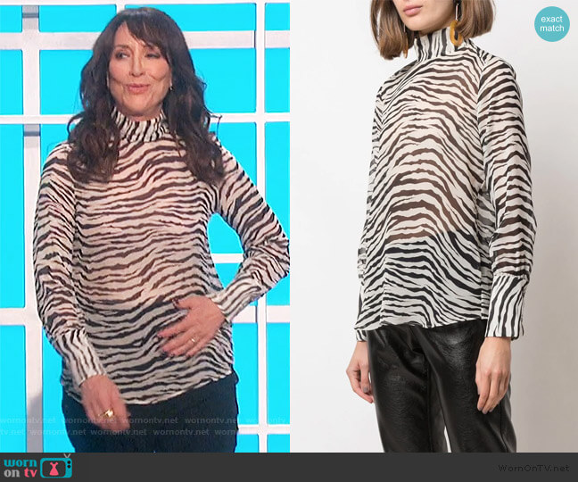 Nili Lotan Mock Neck Top with Zebra / Tiger Stripe