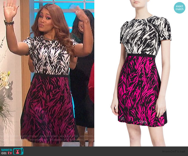 No.21 Two-Tone Printed Short-Sleeve Mini Dress worn by Eve on The Talk