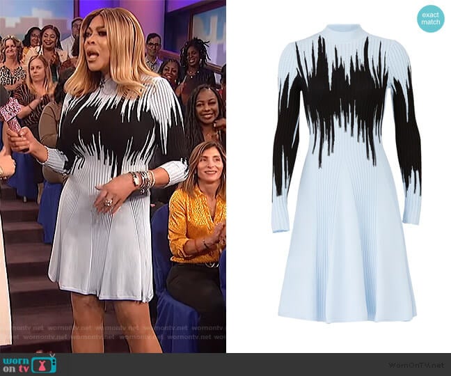 Opening Ceremony Blue Intarsia Knit Dress worn by Wendy Williams on The Wendy Williams Show