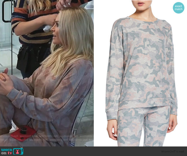 PJ Salvage Weekend Love Camo Lounge Sweater worn by Tamra Judge on The Real Housewives of Orange County