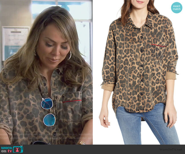 Pam & Gela Leopard Print Oversized Shirt worn by Kelly Dodd on The Real Housewives of Orange County