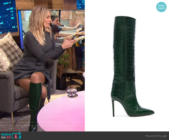 Paris Texas Knee-High Croc-Embossed Leather Boots worn by Morgan Stewart on E! News