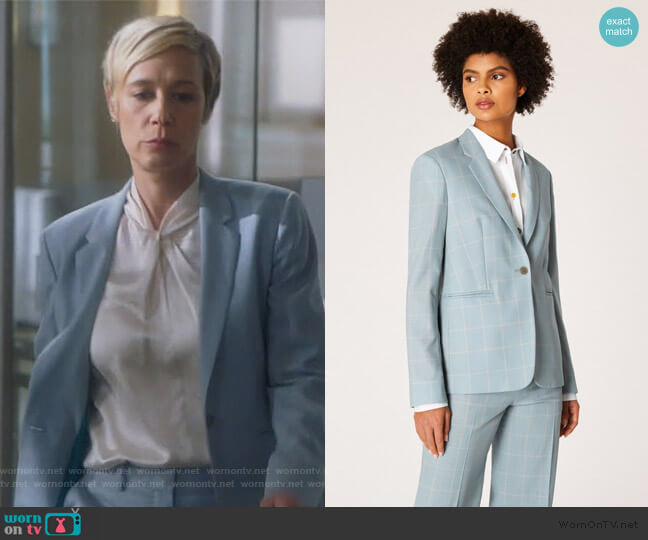 Paul Smith Powder Blue Windowpane Check Loro Piana Wool Blazer worn by Bonnie Winterbottom (Liza Weil) on How to Get Away with Murder
