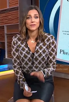 Paula’s printed tie neck top on Good Morning America