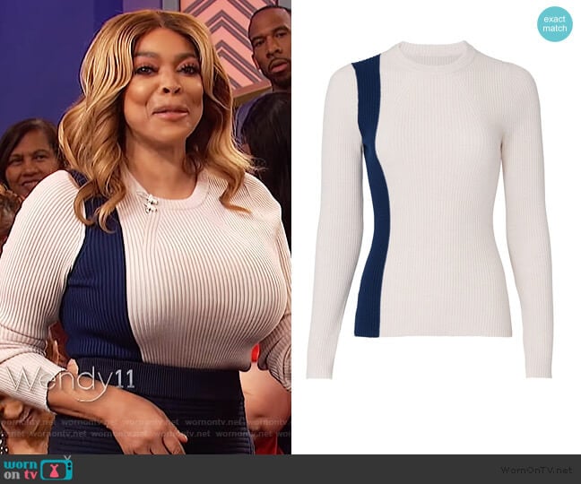 3.1 Phillip Lim Two Tone Ribbed Pullover worn by Wendy Williams on The Wendy Williams Show