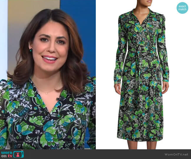 Diane von Furstenberg Phoenix Floral Wrap Dress worn by Cecilia Vega on Good Morning America