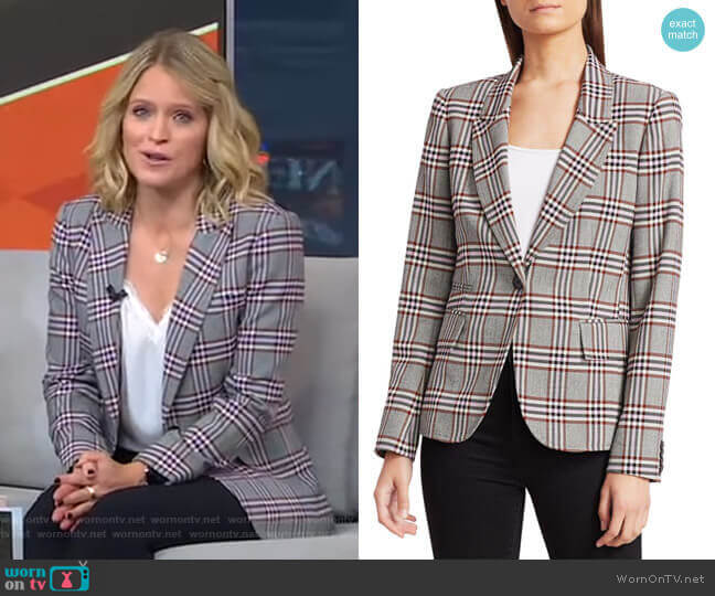 Derek Lam 10 Crosby One-Button Plaid Blazer worn by Sara Haines on Good Morning America