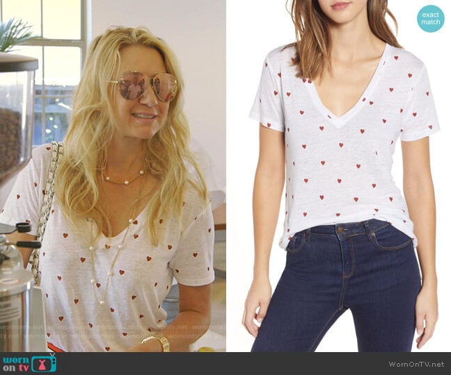 Rails Cara Heart Print Tee worn by Kary Brittingham on The Real Housewives of Dallas