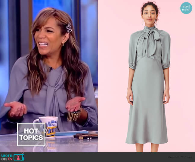 Rebecca Taylor Satin Tie Neck Dress worn by Sunny Hostin on The View