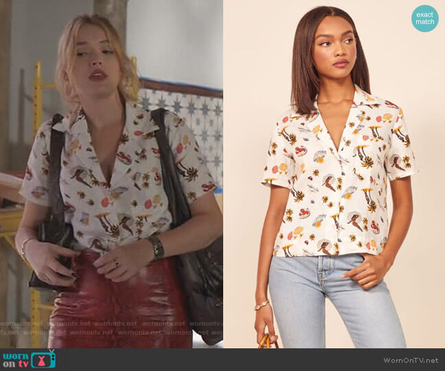 Reformation Holiday Shirt worn by Kirby Anders (Maddison Brown) on Dynasty