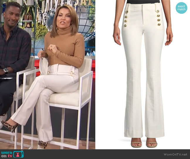 Derek Lam 10 Crosby Robertson Flare Pants worn by Kit Hoover on Access Hollywood
