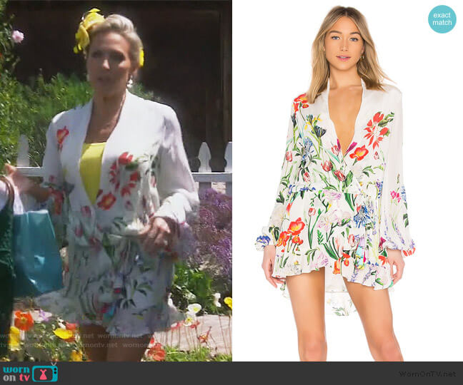 Rococo Sand Bloom Mini Dress worn by Braunwyn Windham-Burke on The Real Housewives of Orange County