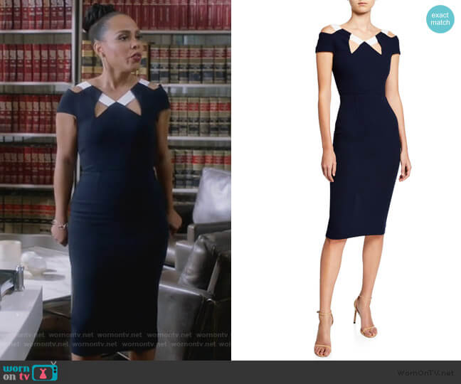 Roland Mouret Atkinson Cold-Shoulder Dress worn by Tegan Price (Amirah Vann) on How to Get Away with Murder