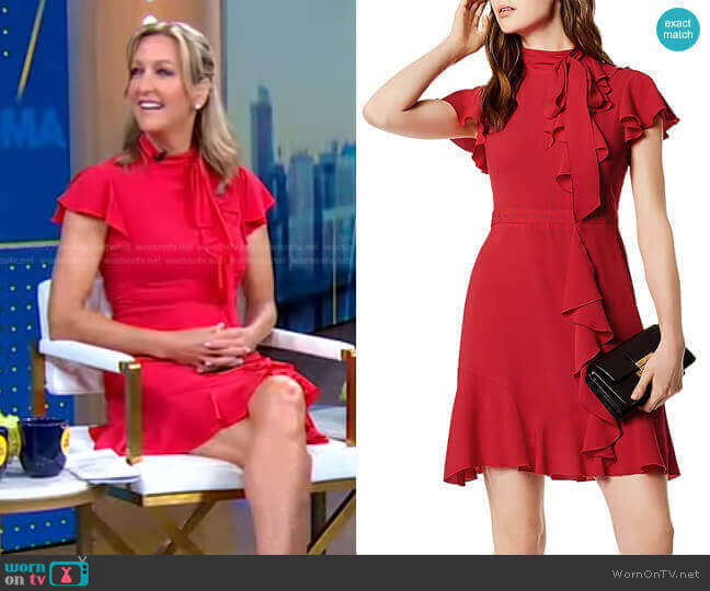 Karen Millen Ruffled Tie-Neck Dress worn by Lara Spencer on Good Morning America