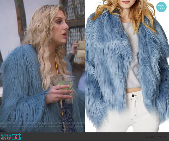 SAGE Collective Glacier Faux Fur Jacket worn by Gina Kirschenheiter on The Real Housewives of Orange County