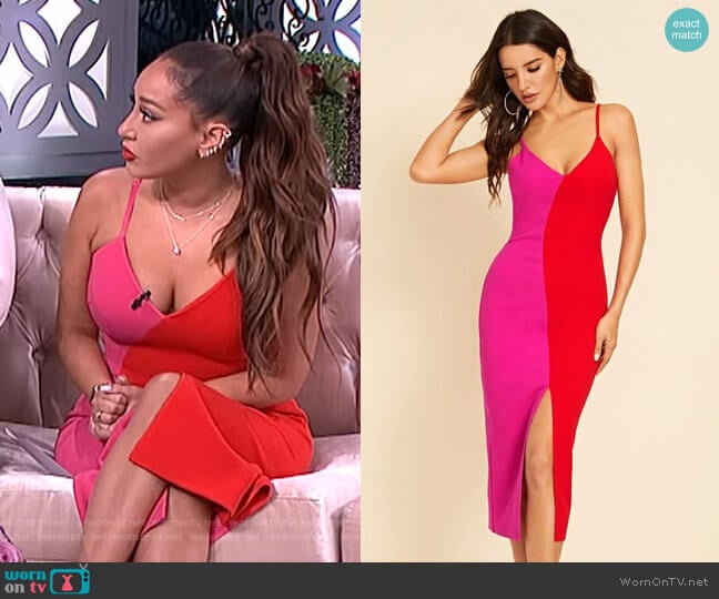 SheIn Neon Two Tone Slit Hem Cami Dress worn by Adrienne Houghton on The Real