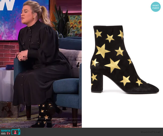 Saint Laurent Star Embossed Ankle Boots worn by Kelly Clarkson on The Kelly Clarkson Show