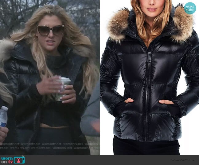 SAM. Blake Fur-Trim Short Down Coat worn by Gina Kirschenheiter on The Real Housewives of Orange County