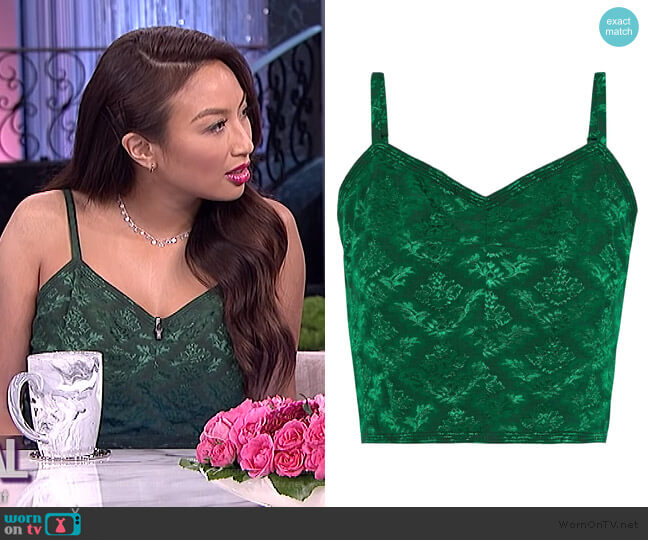 Sandro Floral Jacquard Top worn by Jeannie Mai on The Real