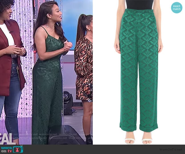 Sandro Floral Jacquard Pants worn by Jeannie Mai on The Real