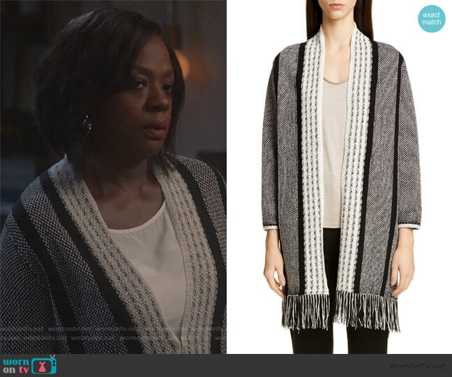 St. John Collection Linear Basket Stripe Knit Cardigan worn by Annalise Keating (Viola Davis) on How to Get Away with Murder