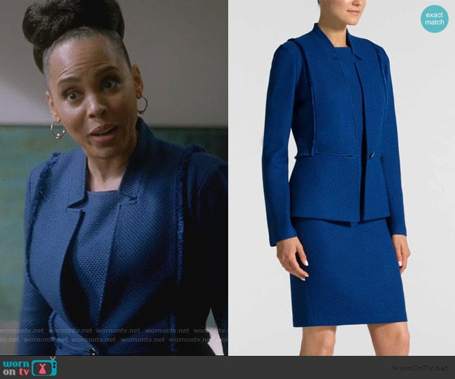 St. John Collection Sleeveless Gridded Texture Knit Dress worn by Tegan Price (Amirah Vann) on How to Get Away with Murder