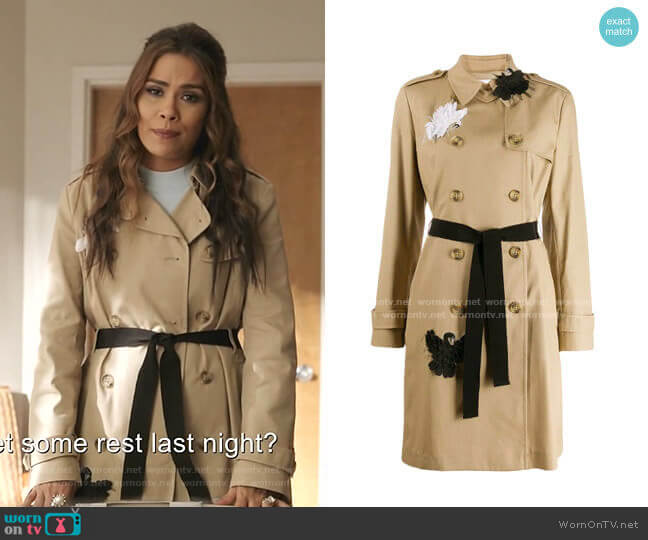 RED Valentino Swan Appliqué Trench Coat worn by Cristal Jennings (Daniella Alonso) on Dynasty