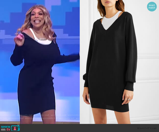 T by Alexander Wang Bi-layer Sweater Dress worn by Wendy Williams on The Wendy Williams Show