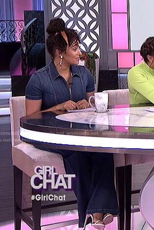 Tamera’s denim jumpsuit on The Real
