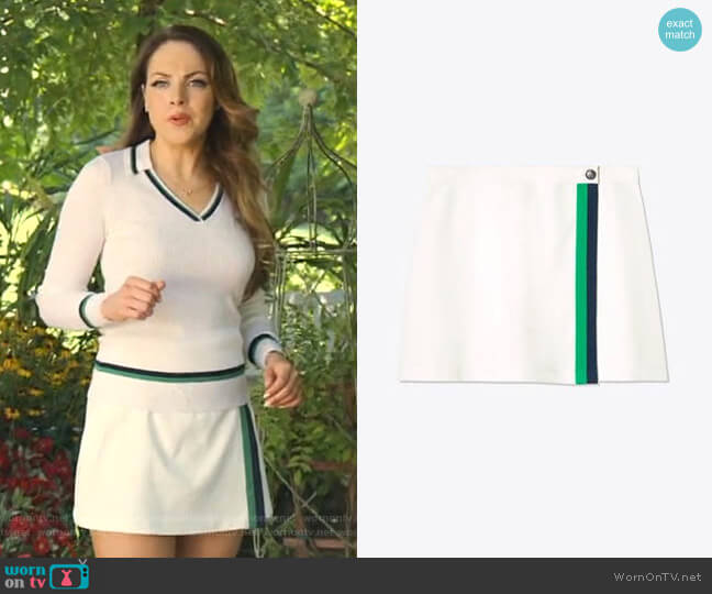 Tory Sport Tech Twill Double-Stripe Wrap Skirt worn by Fallon Carrington (Elizabeth Gillies) on Dynasty