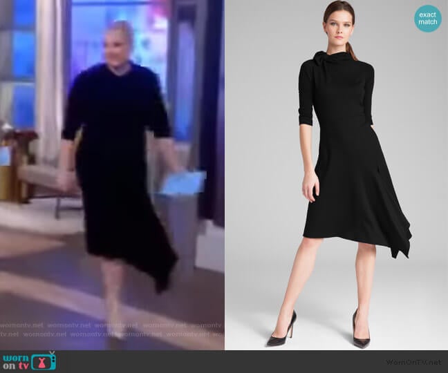 Teri Jon Long Sleeve Ponte Bow Neck Asymmetrical Skirt Dress worn by Meghan McCain on The View