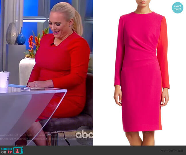 Teri Jon Draped Wool Sheath Dress worn by Meghan McCain on The View