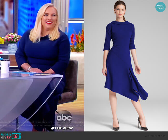 Teri Jon Roll Neck Asymmetrical Crepe Dress worn by Meghan McCain on The View