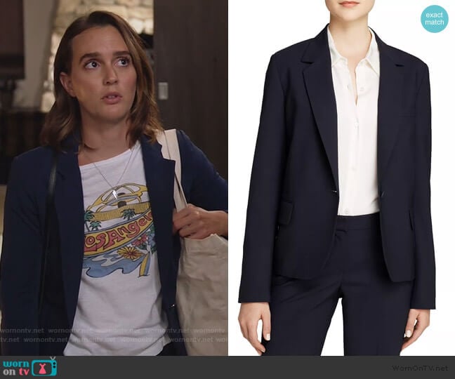 Theory Gabe Blazer worn by Angie (Leighton Meester) on Single Parents