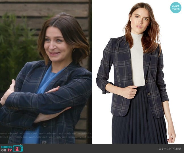 Tommy Hilfiger Novelty Plaid Two Button Blazer worn by Amelia Shepherd (Caterina Scorsone) on Greys Anatomy