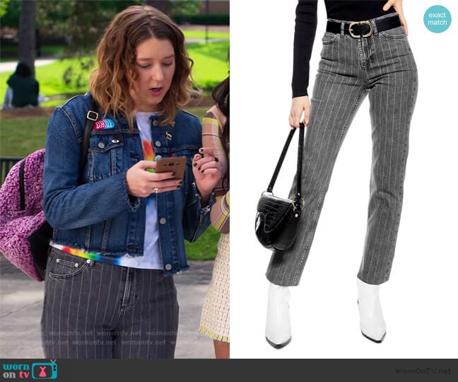 Topshop High Waist Pinstripe Jeans worn by Nonnie Thompson (Kimmy Shields) on Insatiable