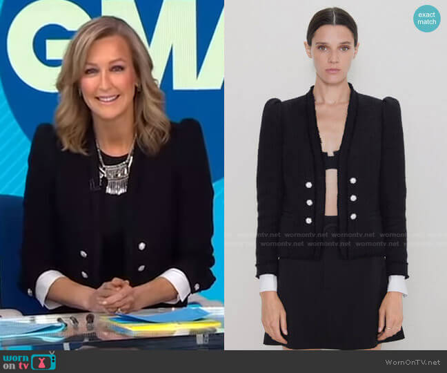 Zara Tweed Poplin Jacket worn by Lara Spencer on Good Morning America
