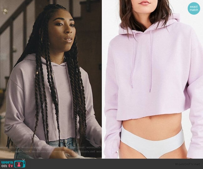 Urban Outfitters Out From Under Cropped Hoodie Sweatshirt worn by Peri (Adriyan Rae) on Light as a Feather