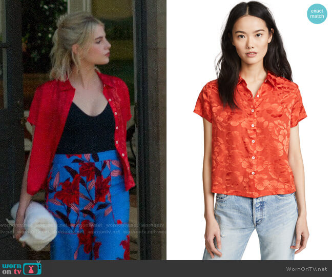 Veda Honolulu Top worn by Astrid (Lucy Boynton) on The Politician