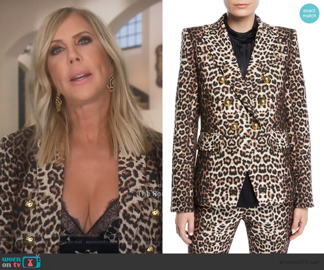 Veronica Beard Miller Double-Breasted Leopard-Print Jacket worn by Vicki Gunvalson on The Real Housewives of Orange County