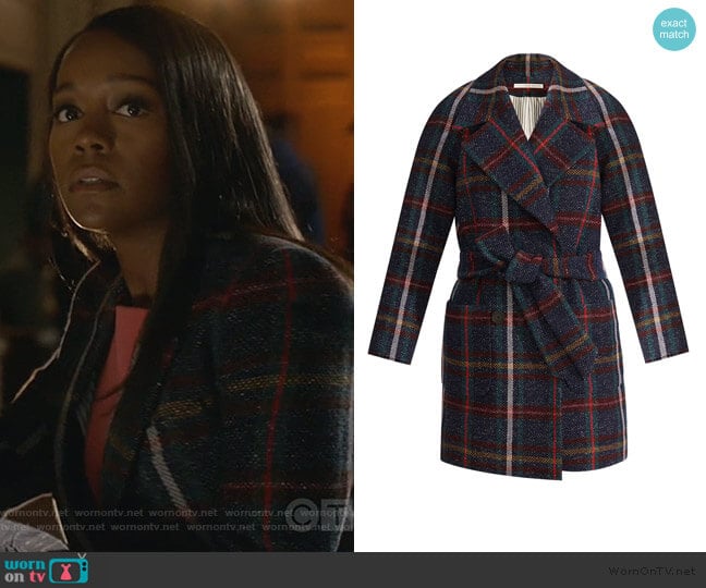 Veronica Beard Phillips Dickey Coat worn by Michaela Pratt (Aja Naomi King) on How to Get Away with Murder