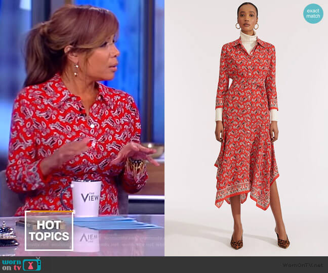 Veronica Beard Willamette Paisley Silk Shirt Dress worn by Sunny Hostin on The View