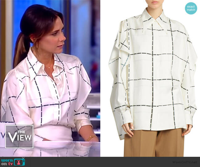 Victoria Beckham Scarf-Detail Check Silk Blouse